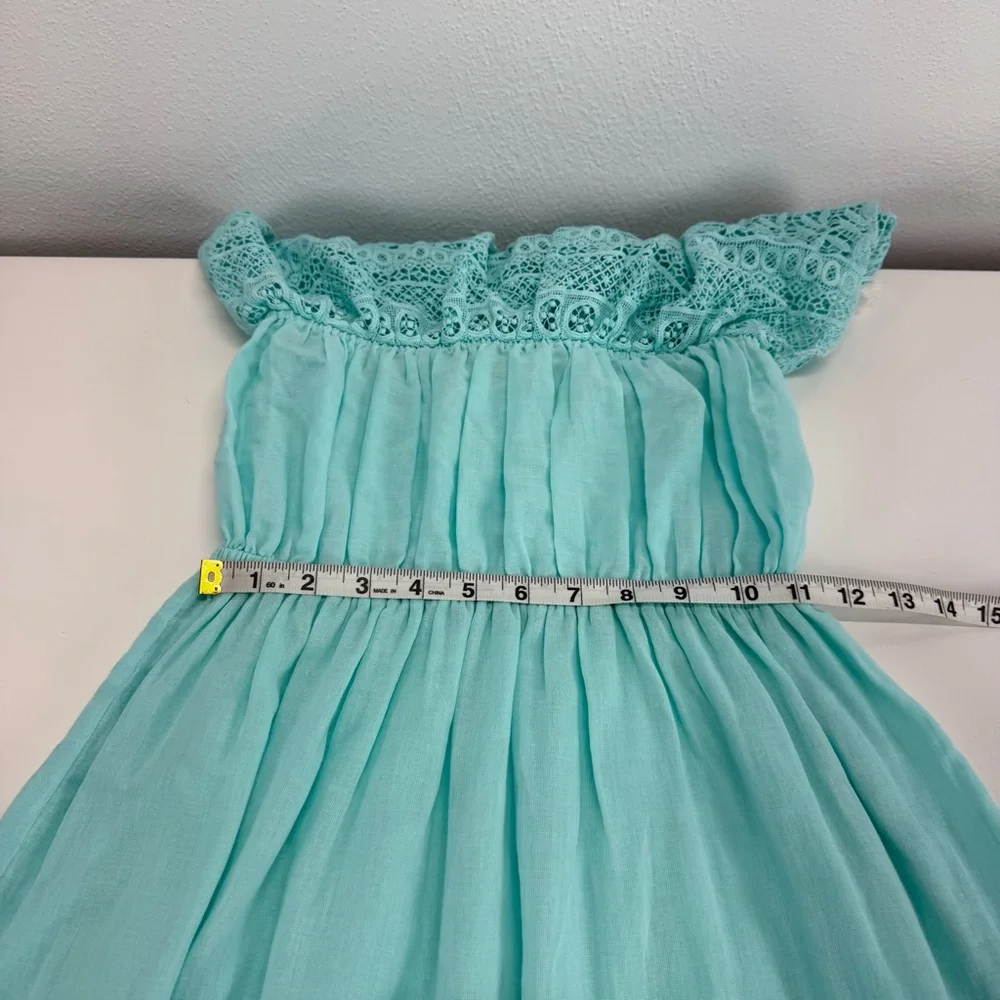 Debbie Katz Off the Shoulder Beach Boho Feminine Beach Resort Teal Maxi‎ Dress S